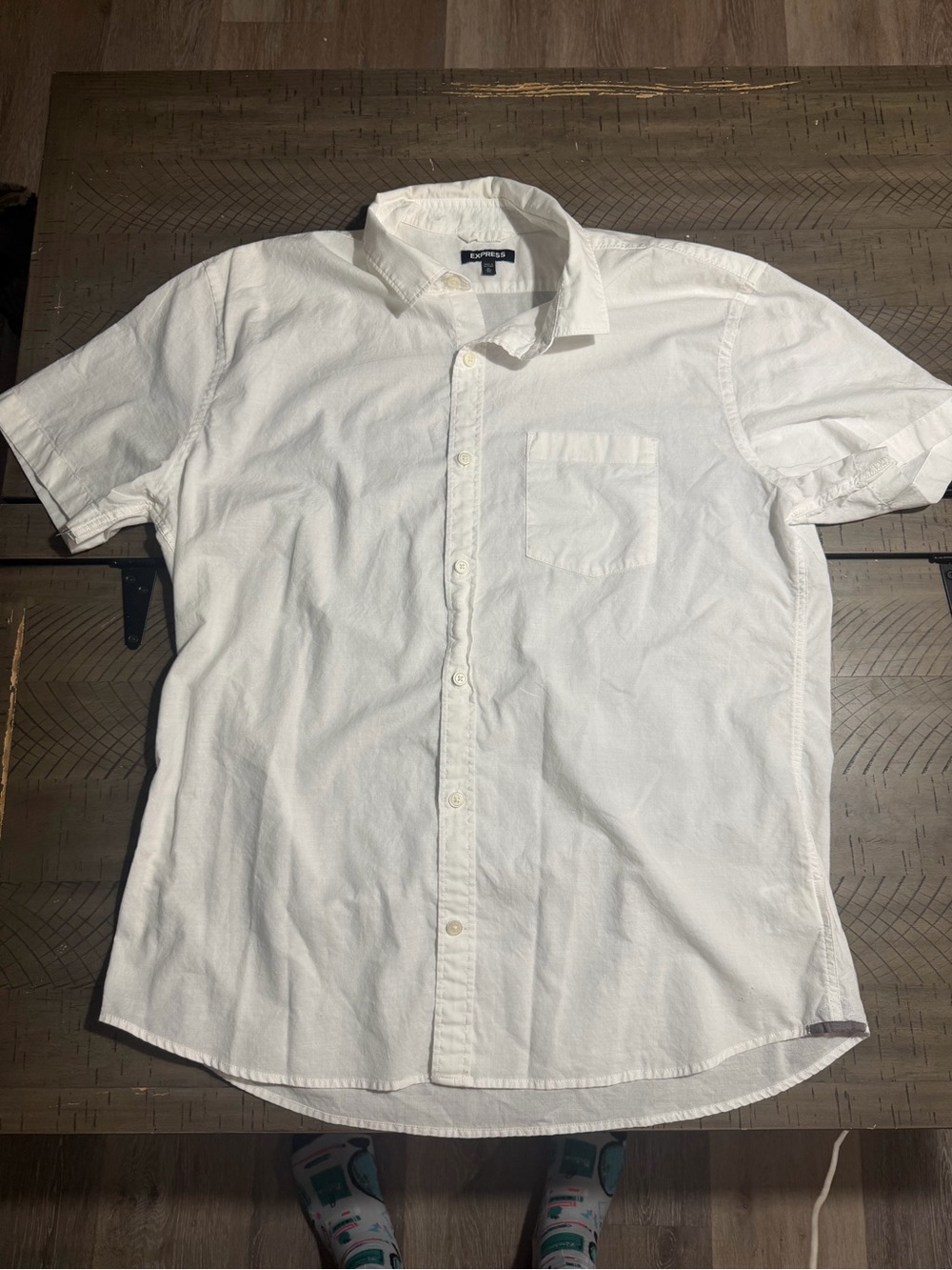 Express White Short-Sleeve Button-Down Shirt
